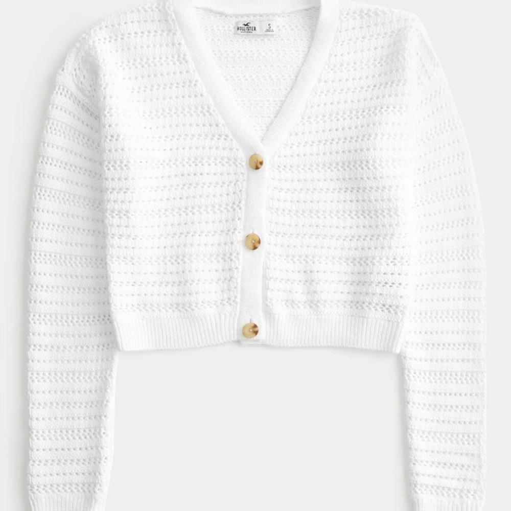 Hollister White Button-Up Women's Cardigan